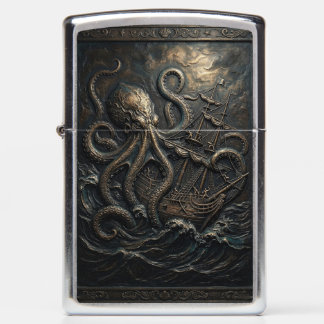 Kraken attacking a big ship Zippo Lighter