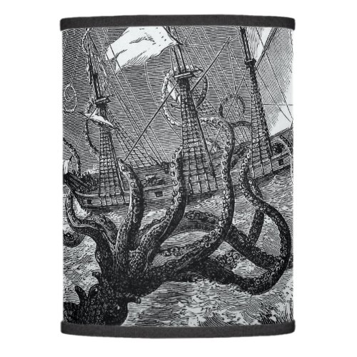 Kraken Attacking Ship vintage etching Lamp Shade