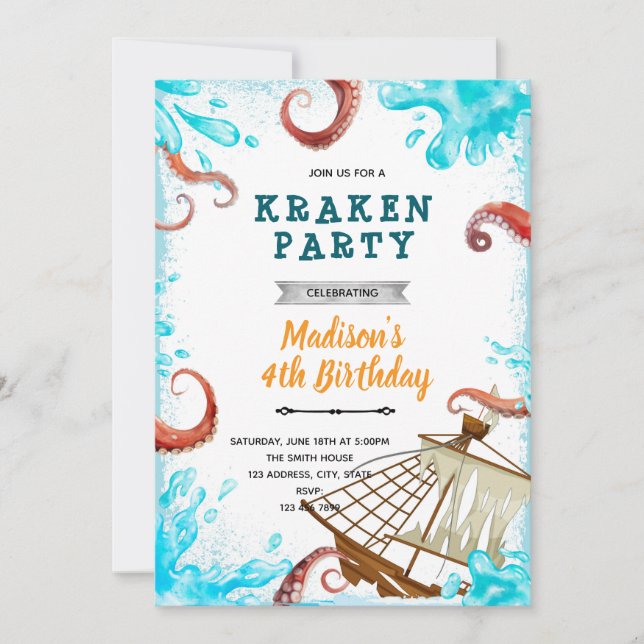 Kraken birthday invitation (Front)