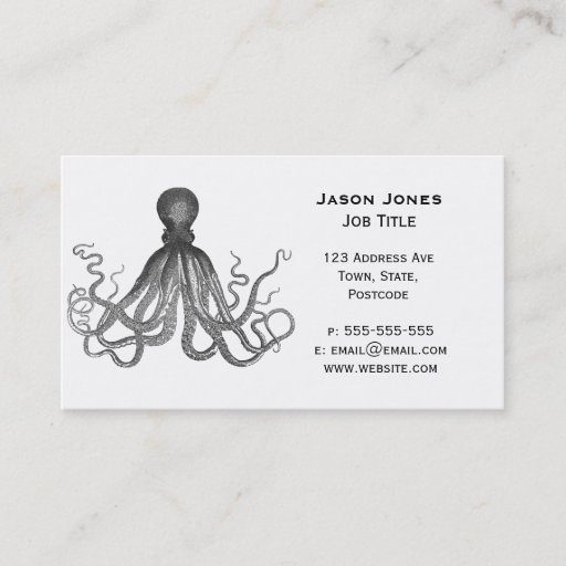 Customizable Kraken - Black Giant Octopus / Cthulu Business Card Template