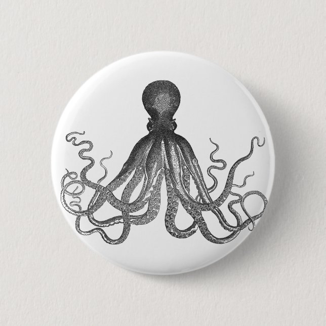 Kraken - Black Giant Octopus / Cthulu Pinback Button (Front)