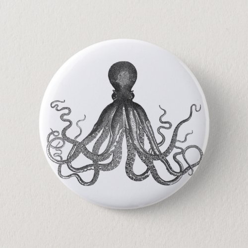 Kraken _ Black Giant Octopus  Cthulu Pinback Button