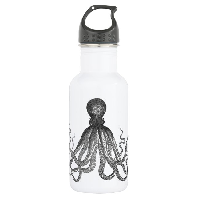 Kraken - Black Giant Octopus / Cthulu Stainless Steel Water Bottle (Front)