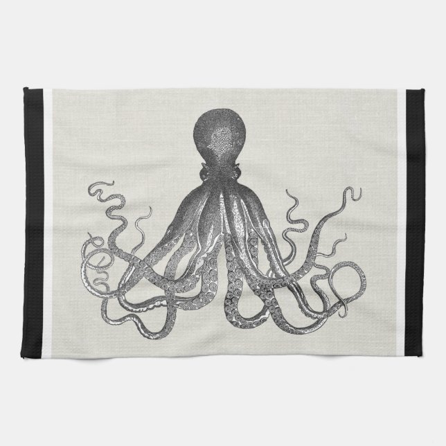 Kraken - Black Giant Octopus / Cthulu Towel (Horizontal)