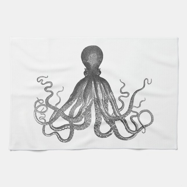 Kraken - Black Giant Octopus / Cthulu Towel (Horizontal)