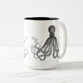 Kraken - Black Giant Octopus / Cthulu Two-Tone Coffee Mug (Front Right)