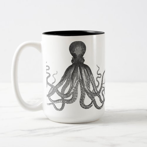 Kraken _ Black Giant Octopus  Cthulu Two_Tone Coffee Mug