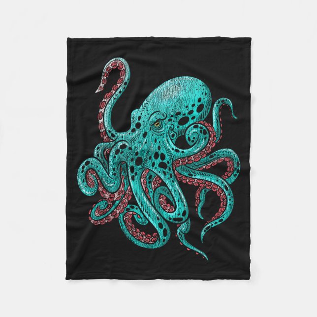 Kraken Octopus Fleece Blanket (Front)
