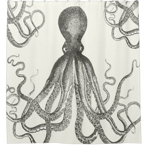 Kraken Octopus Tentacles Vintage Hand Drawn Fuuny Shower Curtain