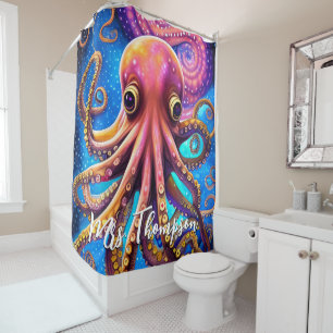 Kraken Octopus with Personalized Name Shower Curtain