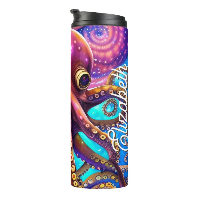 Kraken Octopus with Personalized Name Thermal Tumbler (Rotated Right)