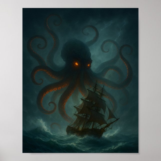 Kraken Sea Monster Dark Fantasy Poster (Front)