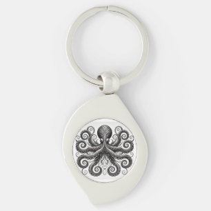 Kraken Steampunk Octopus Ornate Black Keychain