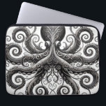 Kraken Steampunk Octopus Ornate Black Laptop Sleeve<br><div class="desc">A detailed image of the mysterious kraken with ornate detail in black with swirling patterns.  This design was created to embrace mystery and mythology of the kraken.</div>