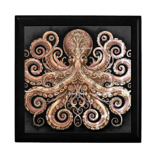 Kraken Steampunk Octopus Ornate Gold and Black Gift Box