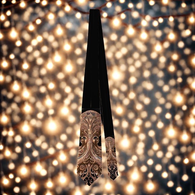 Kraken Steampunk Octopus Ornate Gold and Black Neck Tie (Creator Uploaded)