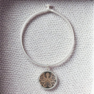 Kraken Steampunk Octopus Ornate Gold Black Bangle Bracelet