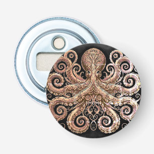 Kraken Steampunk Octopus Ornate Gold Black Bottle Opener