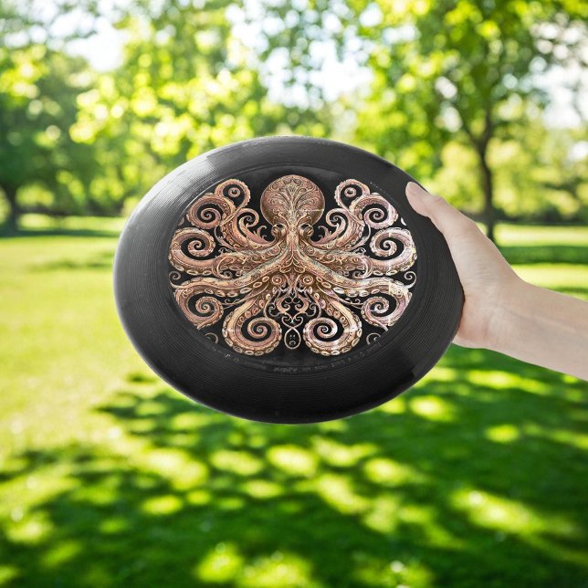 Kraken Steampunk Octopus Ornate Gold Black Wham-O Frisbee (Creator Uploaded)
