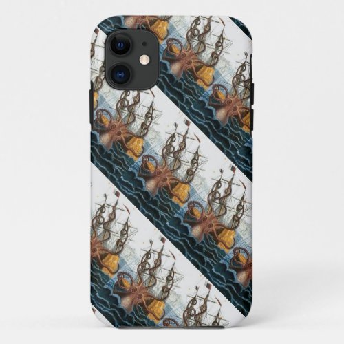 Kraken Steampunk Vintage Giant Octopus Pattern iPhone 11 Case