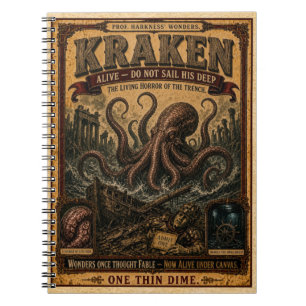 Kraken, Vintage Circus Monster Notebook