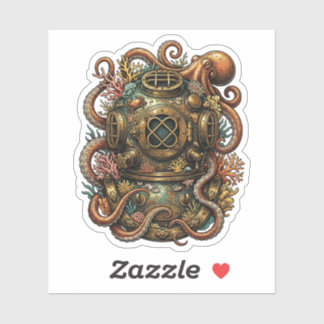 Kraken's Embrace - Vintage Dive Helmet Sticker