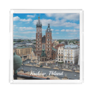 Krakow city center from above in Poland Acrylic Tray