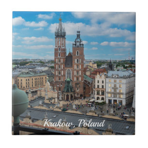 Krakow city center from above in Poland Ceramic Tile