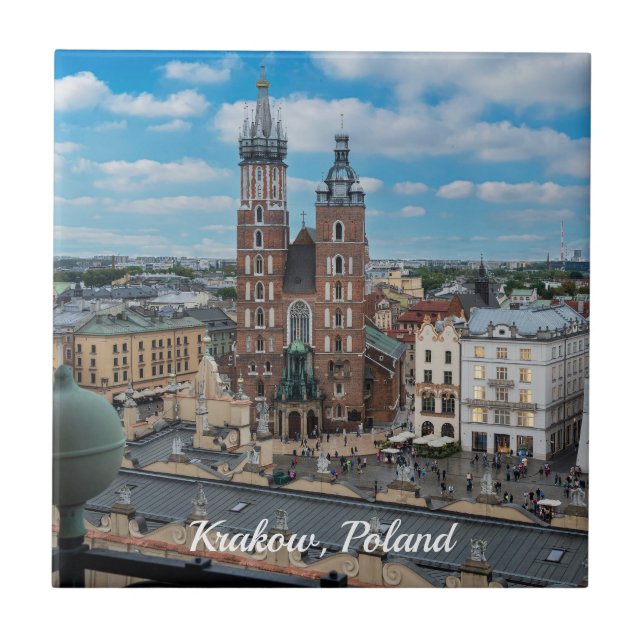 Krakow city center from above in Poland Ceramic Tile (Front)