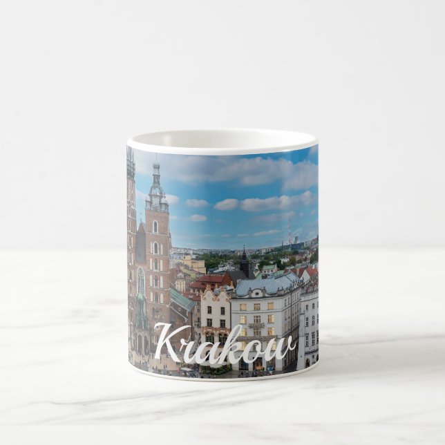 Krakow city center from above in Poland Coffee Mug (Center)