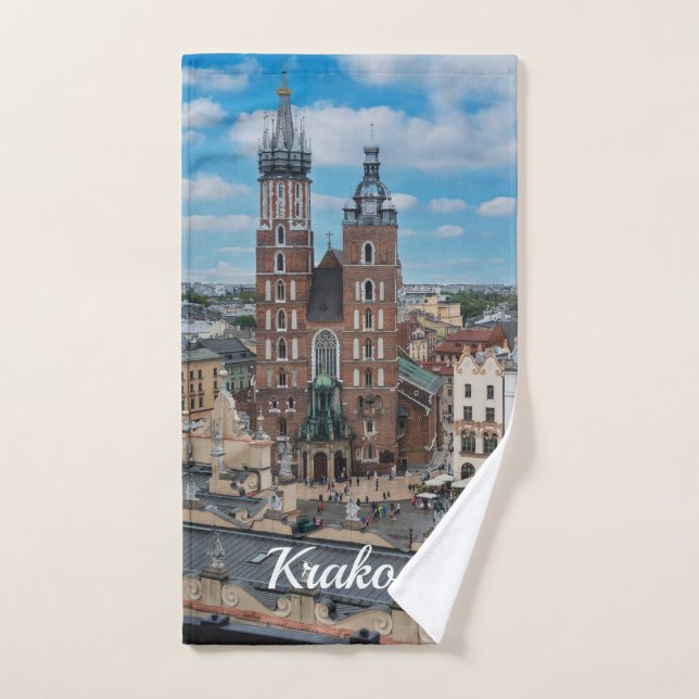 Krakow city center from above in Poland Hand Towel (Hand Towel)