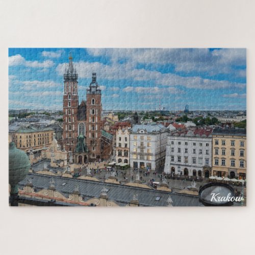 Krakow city center from above in Poland Jigsaw Puzzle