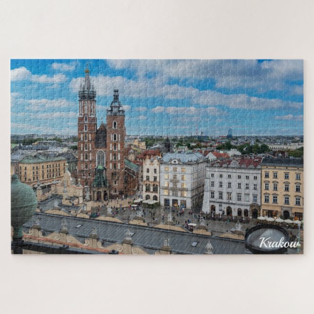 Krakow city center from above in Poland Jigsaw Puzzle (Horizontal)