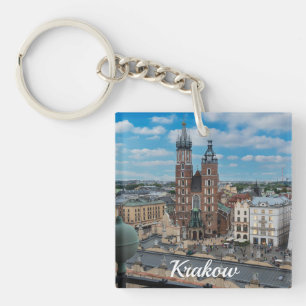 Krakow city center from above in Poland Keychain
