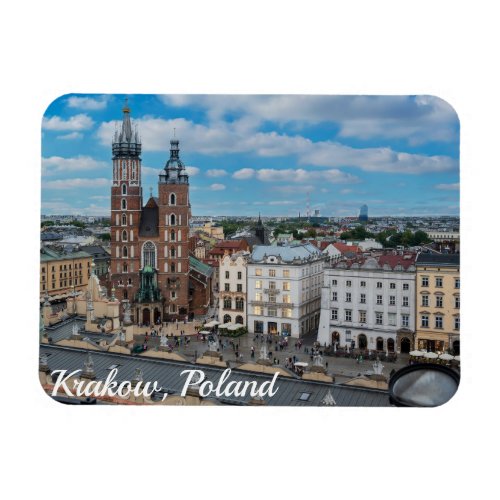 Krakow city center from above in Poland Magnet