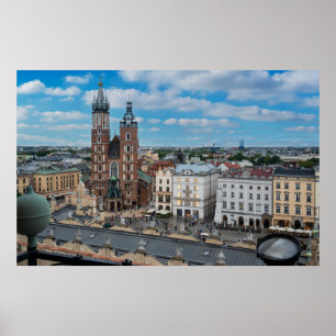 Krakow city center from above in Poland Poster