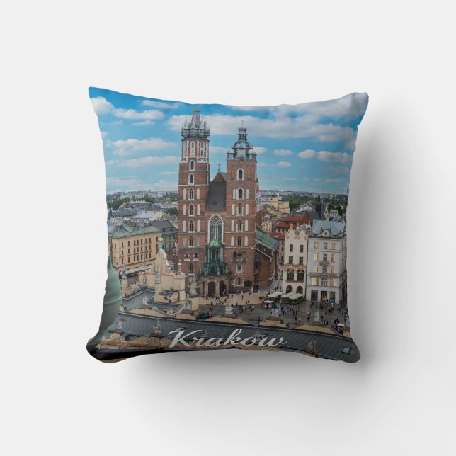 Krakow city center from above in Poland Throw Pillow (Front)