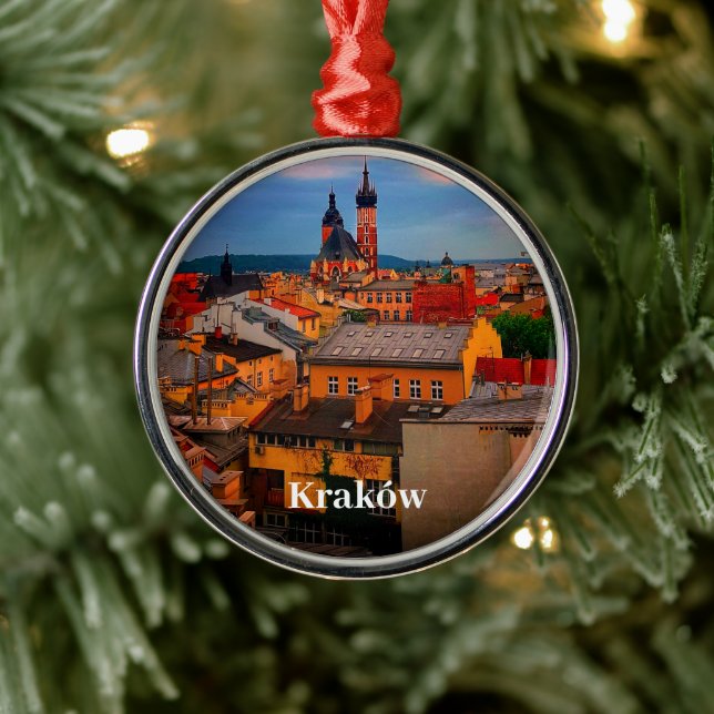 Krakow Europe Poland Polska Old Town Metal Ornament (Tree)