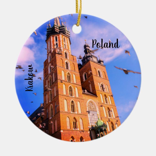 Krakow in Poland Ceramic Ornament (Front)