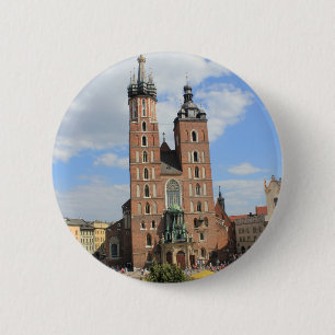 Krakow, Mariacki Church, St Mary's church, gifts Pinback Button