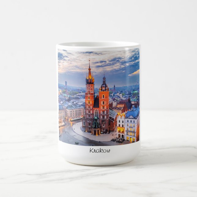 Krakow night in Poland Coffee Mug (Center)