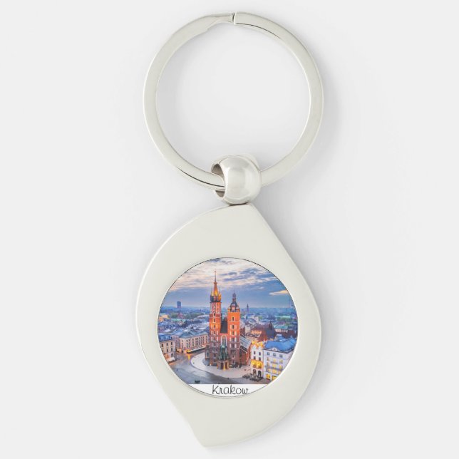 Krakow night in Poland Keychain (Front)