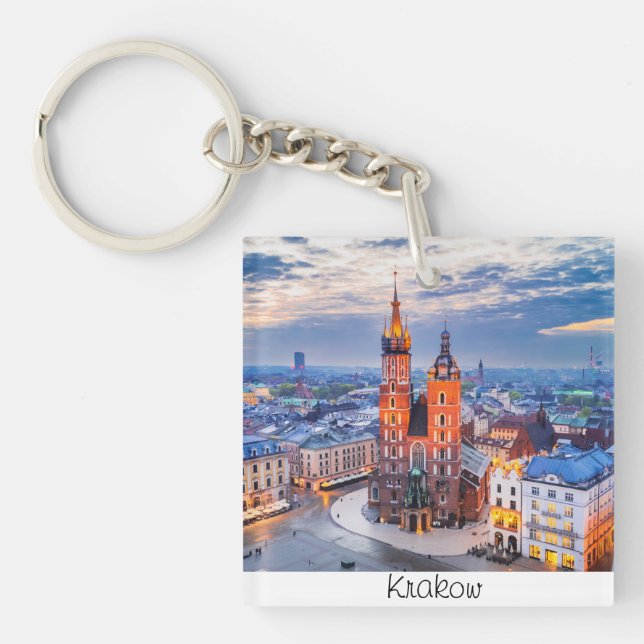 Krakow night in Poland Keychain (Front)
