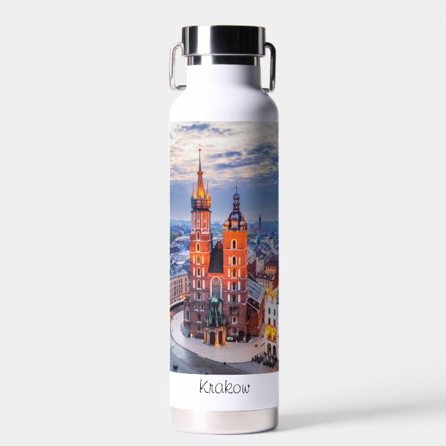 Krakow night in Poland Water Bottle (Front)