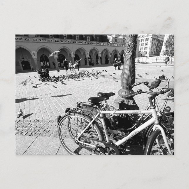 Krakow, Old Town, Poland black and white postcard (Front)