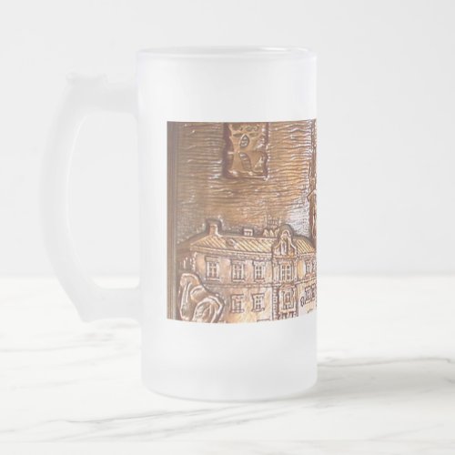 KRAKOW POLAND ARCHITECTURE FROSTED GLASS BEER MUG