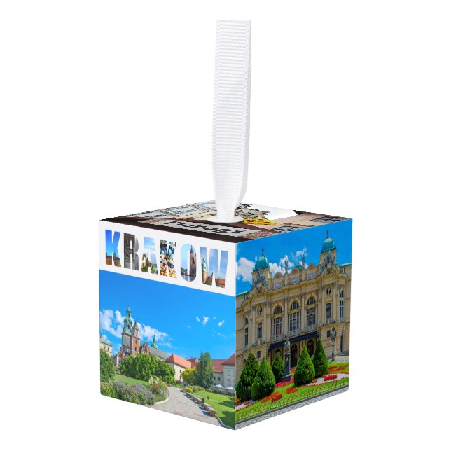 Krakow Poland City Travel Photos Custom Cube Ornament (Front Angled)