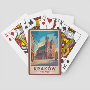 Krakow Poland Illustration Travel Art Vintage Poker Cards
