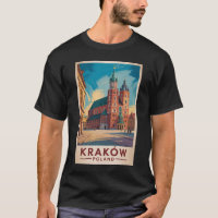Krakow Poland Illustration Travel Art Vintage