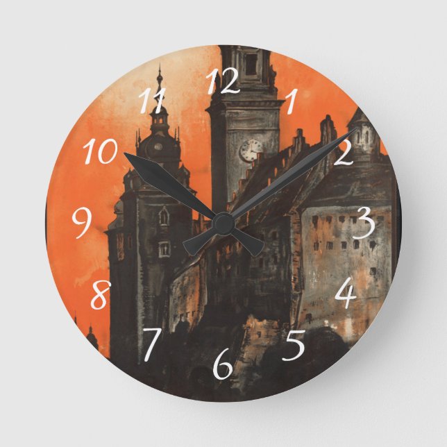 Krakow Poland - Old Town Buildings Round Clock (Front)